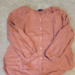 GAP Women's Terracotta Button-Up Blouse
